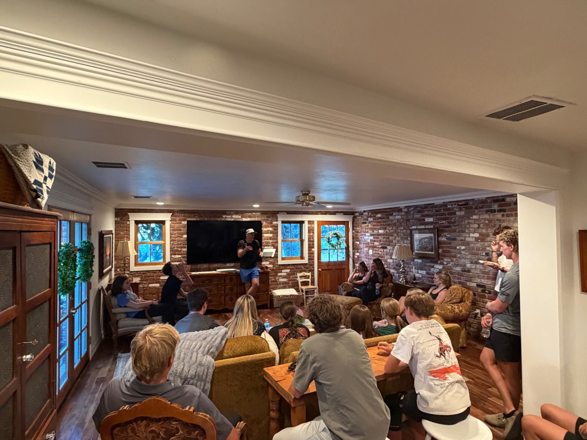 Students gathered for an FCA Huddle connected to Bishop Manogue Catholic High School
