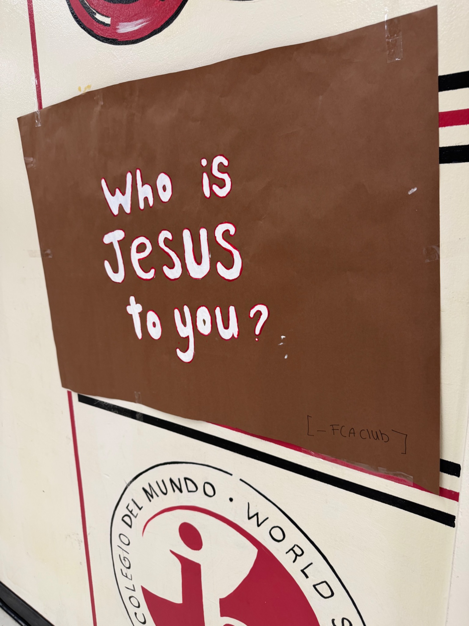 FCA poster at Wooster High School asking Who is Jesus to you?